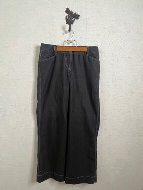 Work to Weekend Dark Wash Wide Leg Jeans Size 10 Contrast Stitch Denim